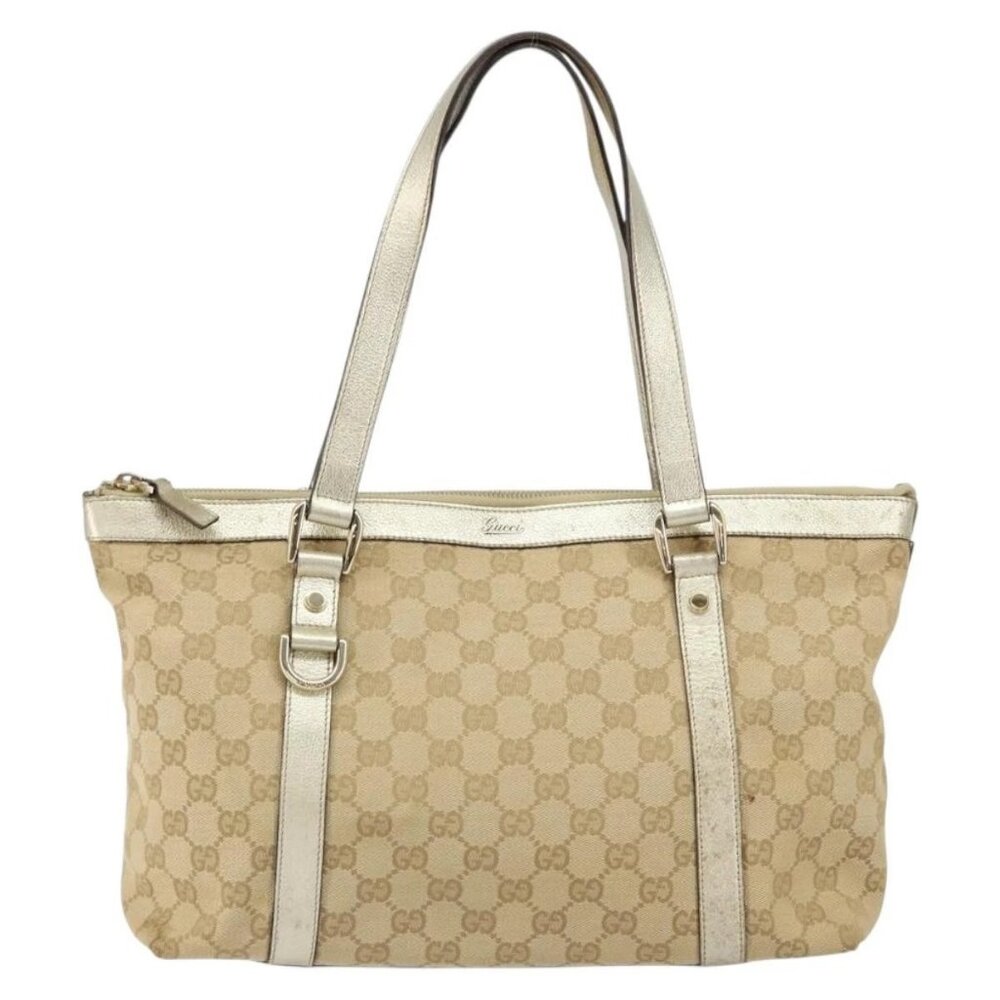 GUCCI GG Canvas Abbey Tote Bag Beige Gold 141470 Auth 156041 - Picture 3 of 16